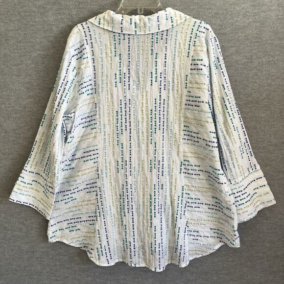 Habitat Lagenlook Tunic Top Large Artsy Art To Wear Textured Clipped Dobby Weave - Picture 5 of 12
